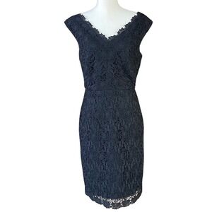 Katherine Kelly Women's Dress Sz 6 Black Lace Evening Party‎ Cocktail Sheath